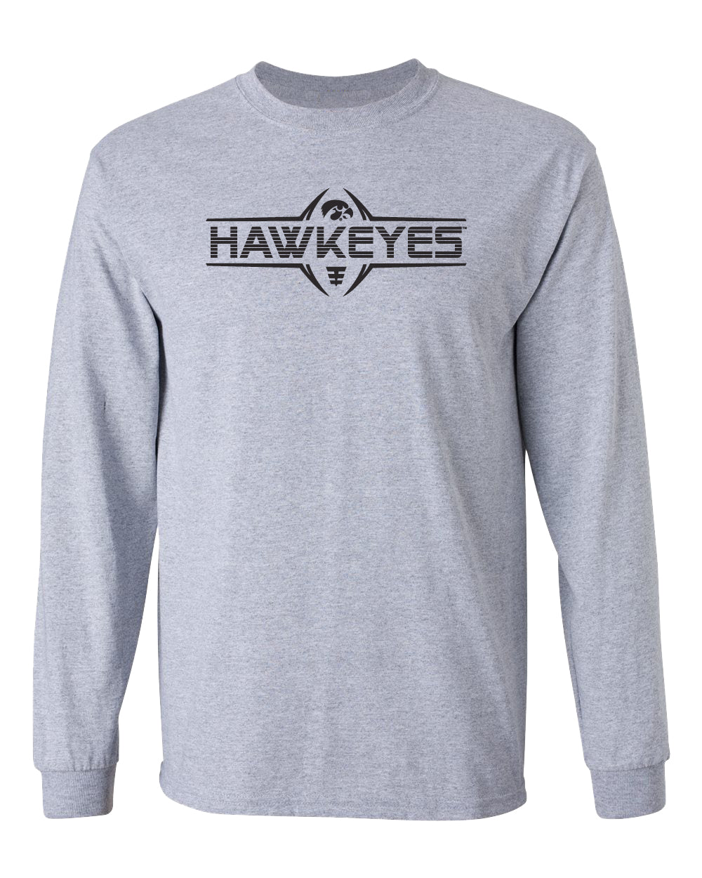 Iowa Hawkeyes Long Sleeve Tee Shirt - Striped HAWKEYES Football Laces