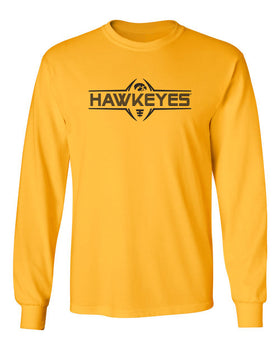 Iowa Hawkeyes Long Sleeve Tee Shirt - Striped Hawkeyes Football Laces