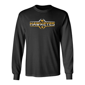 Iowa Hawkeyes Long Sleeve Tee Shirt - Striped HAWKEYES Football Laces