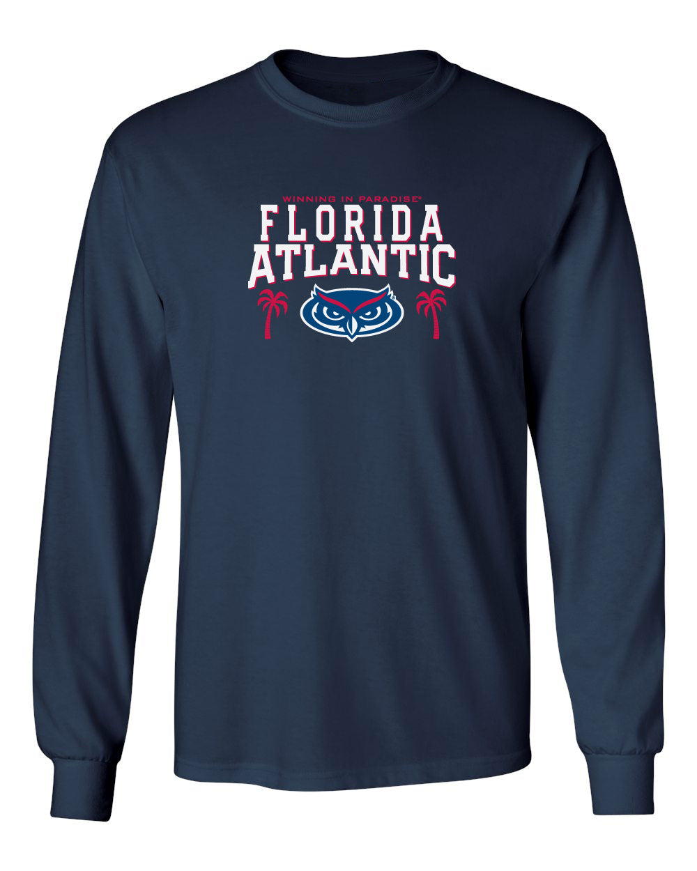 Florida Atlantic Owls Long Sleeve Tee Shirt - FAU Logo Winning in Paradise
