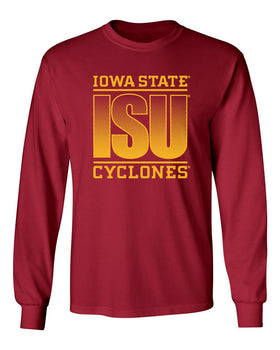 Iowa State Cyclones Long Sleeve Tee Shirt - ISU Fade Gold on Cardinal