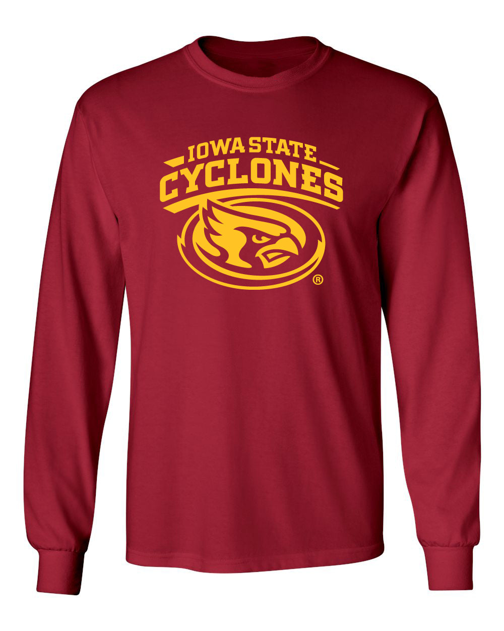 Iowa State Cyclones Long Sleeve Tee Shirt - Cy The ISU Cyclones Mascot Swirl