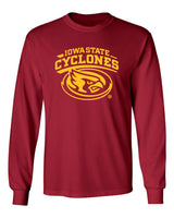 Iowa State Cyclones Long Sleeve Tee Shirt - Cy The ISU Cyclones Mascot Swirl