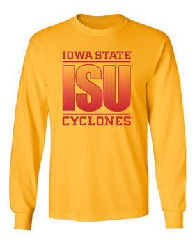 Iowa State Cyclones Long Sleeve Tee Shirt - ISU Fade Red on Gold