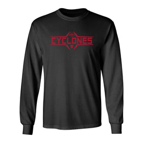 Iowa State Cyclones Long Sleeve Tee Shirt - Striped CYCLONES Football Laces