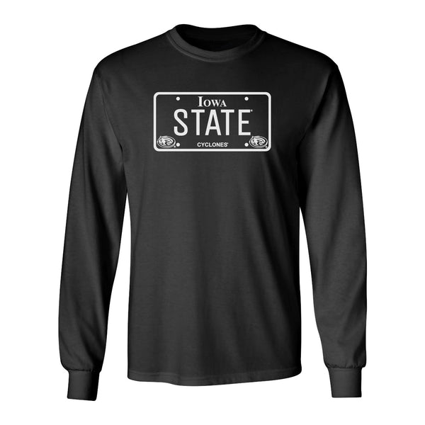 Iowa State Cyclones Long Sleeve Tee Shirt - Blackout Iowa State Cyclones License Plate