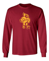 Iowa State Cyclones Long Sleeve Tee Shirt - Cy The Cyclones Mascot Full Body