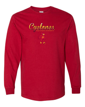 Iowa State Cyclones Long Sleeve Tee Shirt - Script Cyclones Full Color Fade with Cy