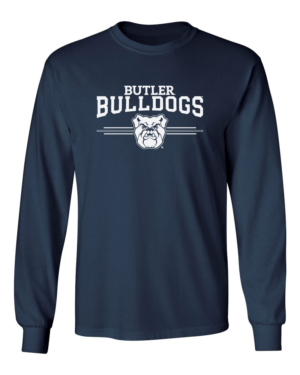 Butler Bulldogs Long Sleeve Tee Shirt - Bulldogs 3 Stripe Primary Logo
