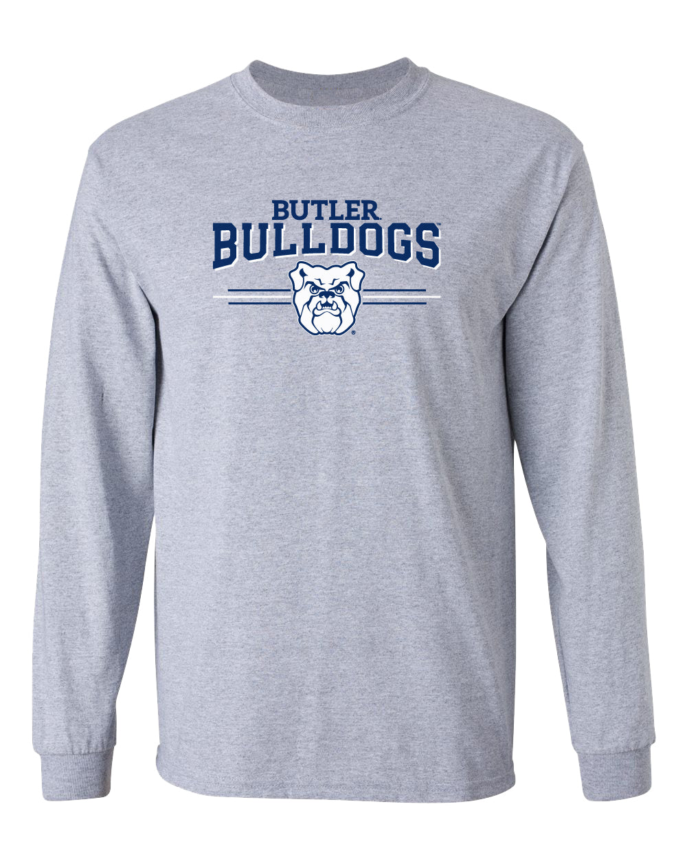 Butler Bulldogs Long Sleeve Tee Shirt - Bulldogs 3 Stripe Primary Logo