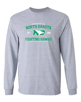North Dakota Fighting Hawks Long Sleeve Tee Shirt - North Dakota Arch Primary Logo