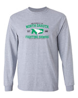 North Dakota Fighting Hawks Long Sleeve Tee Shirt - North Dakota Arch Primary Logo