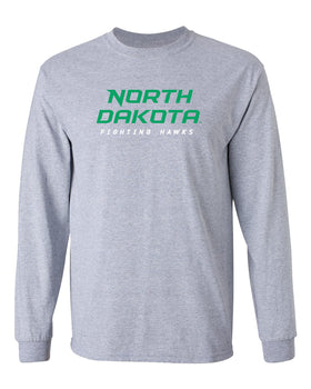 North Dakota Fighting Hawks Long Sleeve Tee Shirt - Official Stacked UND Word Mark