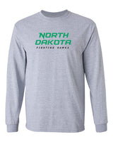 North Dakota Fighting Hawks Long Sleeve Tee Shirt - Official Stacked UND Word Mark