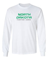 North Dakota Fighting Hawks Long Sleeve Tee Shirt - Official Stacked UND Word Mark