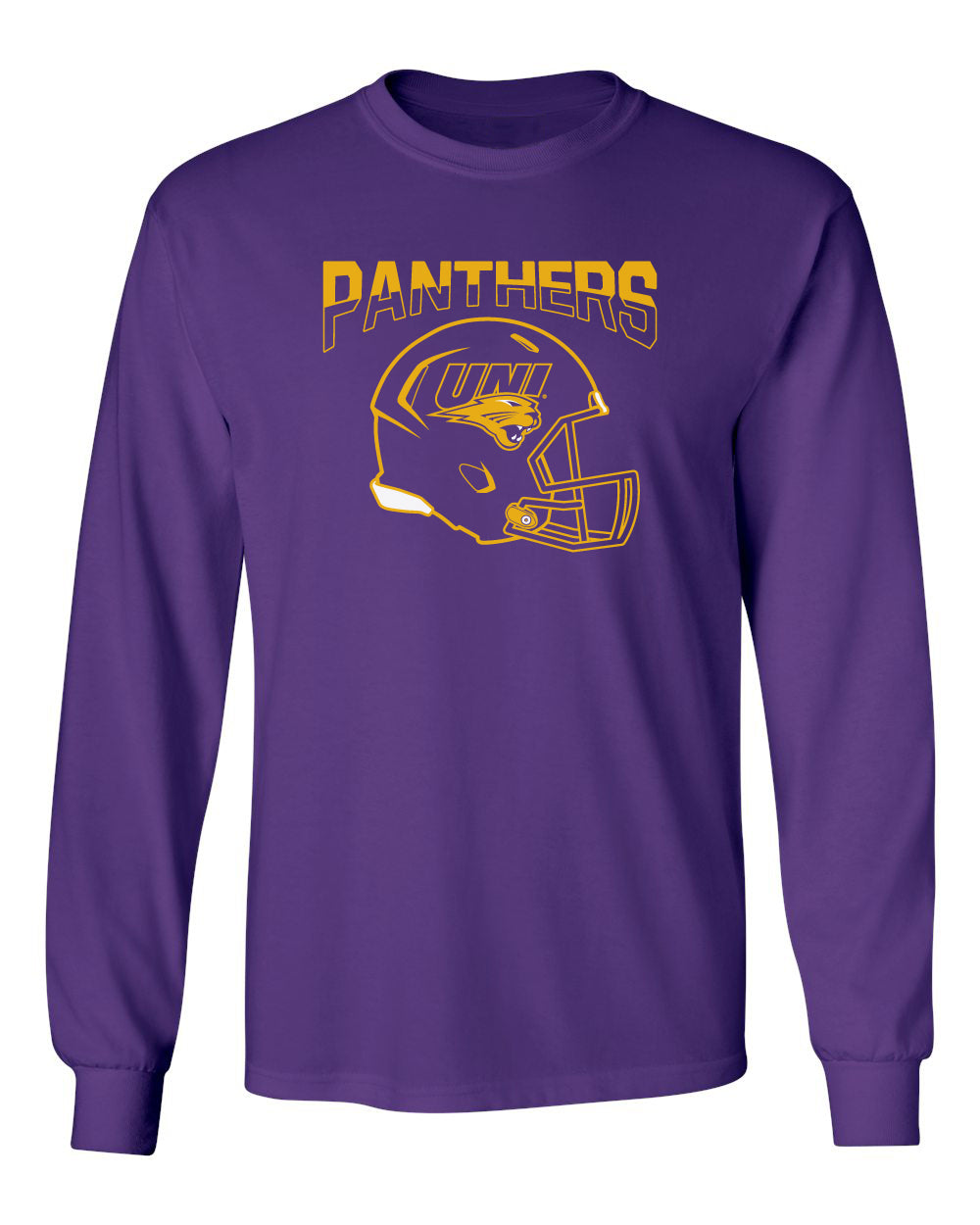Northern Iowa Panthers Long Sleeve Tee Shirt - UNI Football Helmet