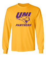 Northern Iowa Panthers Long Sleeve Tee Shirt - Purple UNI Panthers Logo on Gold