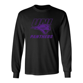 Northern Iowa Panthers Long Sleeve Tee Shirt - Purple UNI Panthers Logo on Black