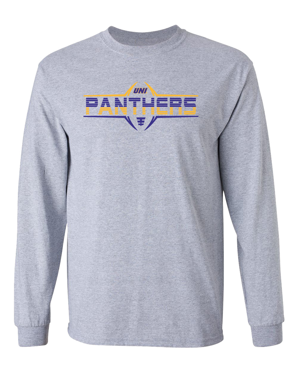 Northern Iowa Panthers Long Sleeve Tee Shirt - Striped UNI Panthers Football Laces