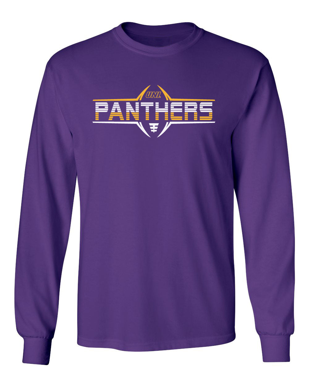 Northern Iowa Panthers Long Sleeve Tee Shirt - Striped UNI Panthers Football Laces