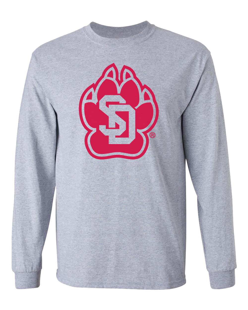 South Dakota Coyotes Long Sleeve Tee Shirt - SD Coyote Paw