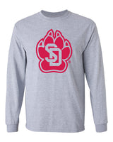 South Dakota Coyotes Long Sleeve Tee Shirt - SD Coyote Paw