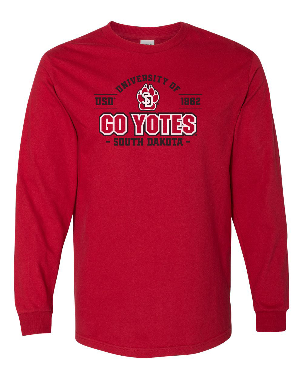 South Dakota Coyotes Long Sleeve Tee Shirt - USD 1862 GO YOTES