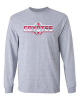 South Dakota Coyotes Long Sleeve Tee Shirt - Striped COYOTES Football Laces