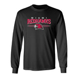 Miami University RedHawks Long Sleeve Tee Shirt - Hawk Head 3-Stripe