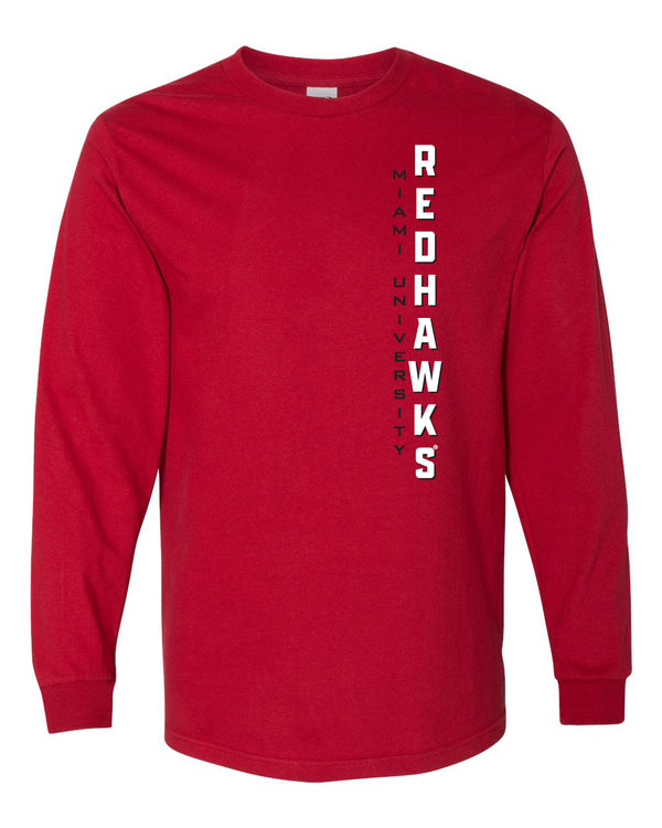 Miami University RedHawks Long Sleeve Tee Shirt - Vertical Miami Univeristy RedHawks
