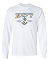 Navy Midshipmen Long Sleeve Tee Shirt - U.S. Navy 3 Stripe Anchor Logo