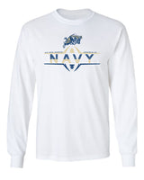 Navy Midshipmen Long Sleeve Tee Shirt - Navy Football Laces and Goat