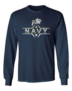 Navy Midshipmen Long Sleeve Tee Shirt - Navy Football Laces and Goat