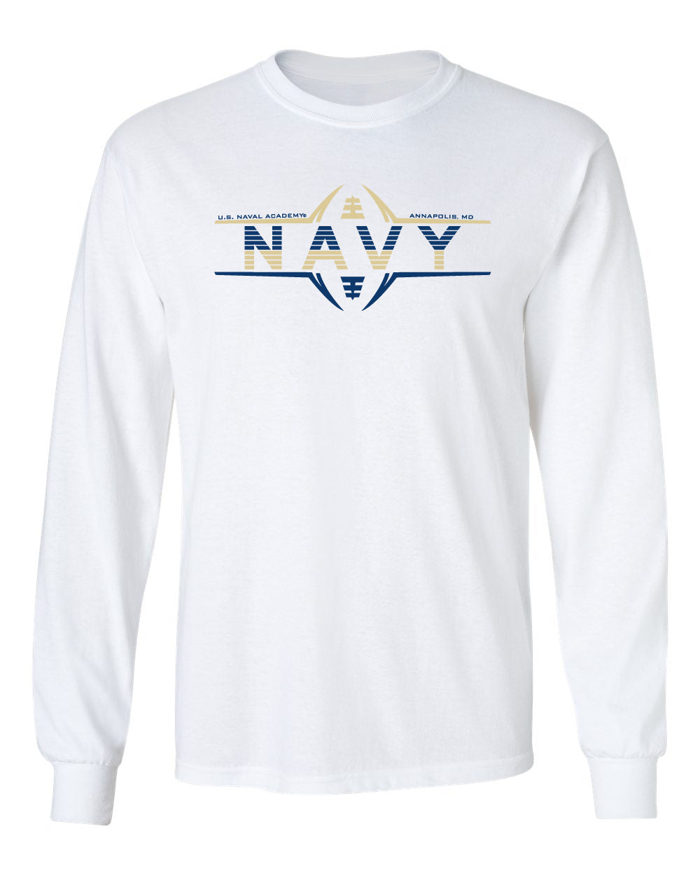 Navy Midshipmen Long Sleeve Tee Shirt - Navy Football Laces