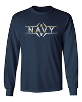 Navy Midshipmen Long Sleeve Tee Shirt - Navy Football Laces