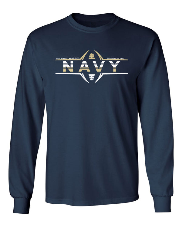 Navy Midshipmen Long Sleeve Tee Shirt - Navy Football Laces