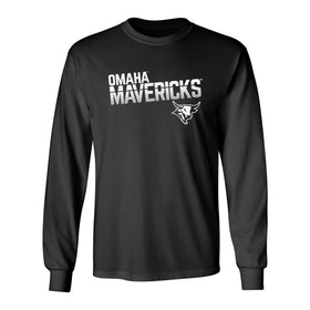 Omaha Mavericks Long Sleeve Tee Shirt - Mavericks Stripe Fade