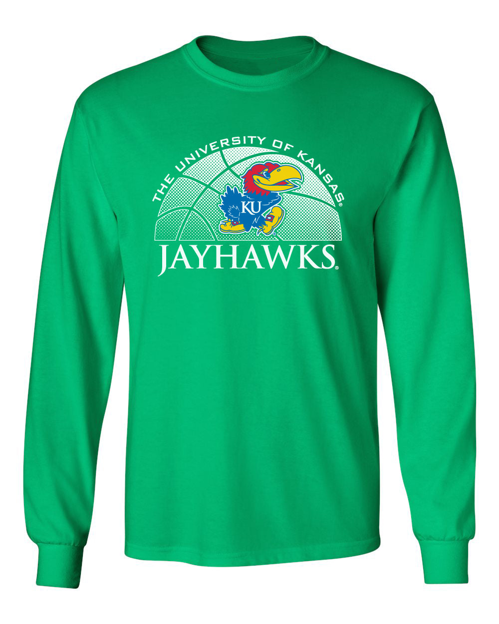 Kansas Jayhawks Long Sleeve Tee Shirt - Kansas Basketball Primary Logo