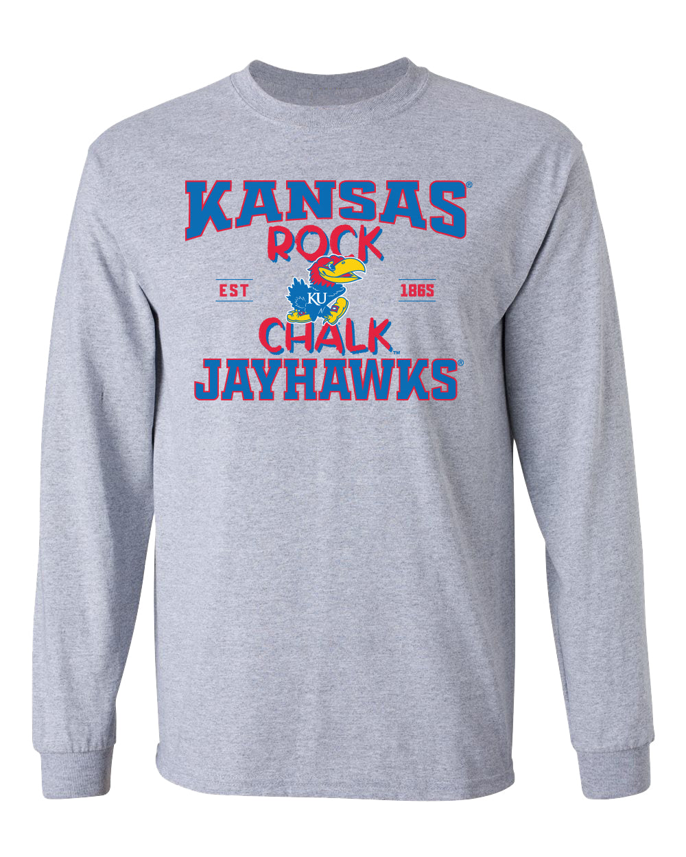 Kansas Jayhawks Long Sleeve Tee Shirt - Rock Chalk Jayhawks