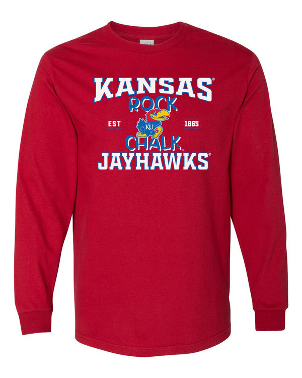 Kansas Jayhawks Long Sleeve Tee Shirt - Rock Chalk Jayhawks