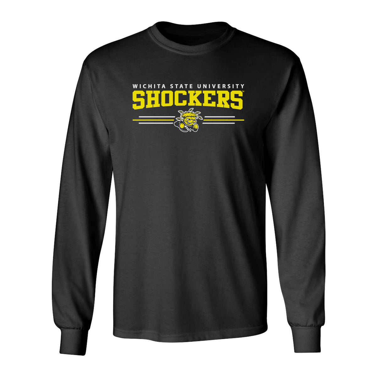 Wichita State Shockers Long Sleeve Tee Shirt - Wichita State Shockers 3 Stripe