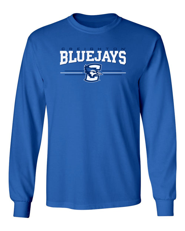 Creighton Bluejays Long Sleeve Tee Shirt - Bluejays 3 Stripe Primary Logo