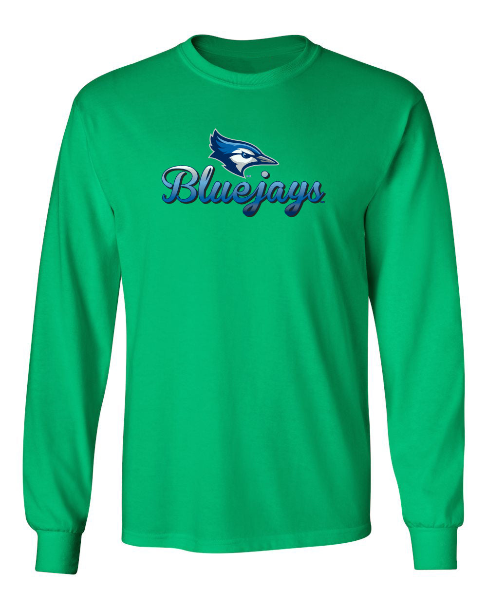 Creighton Bluejays Long Sleeve Tee Shirt - Script Bluejays Full Color Fade
