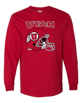 Utah Utes Long Sleeve Tee Shirt - Utah Utes Football Helmet