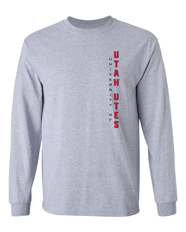 Utah Utes Long Sleeve Tee Shirt - Vertical Utah Utes