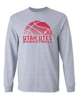 Utah Utes Long Sleeve Tee Shirt - Utah Utes Basketball with Logo
