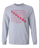 Houston Cougars Long Sleeve Tee Shirt - Diagonal Cougars Echo