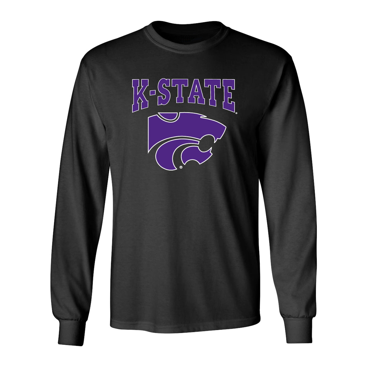 K-State Wildcats Long Sleeve Tee Shirt - K-State Powercat with Outline