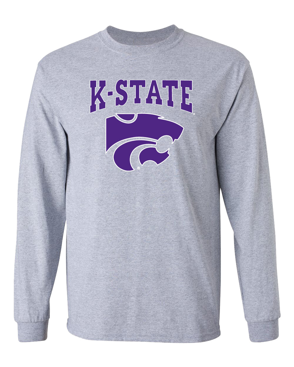 K-State Wildcats Long Sleeve Tee Shirt - K-State Powercat with Outline