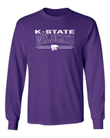 K-State Wildcats Long Sleeve Tee Shirt - Wildcats with 3-Stripe Powercat